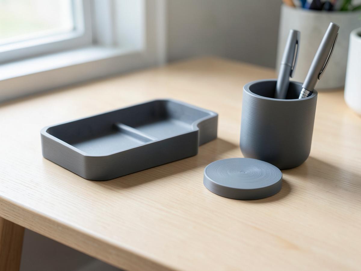 Platzhalterbild: 3D-gedruckte Schreibtisch-Accessoires in Grau
