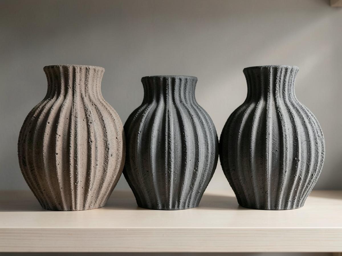 Platzhalterbild: 3D-gedruckte Vasen mit geriffelter Oberfläche